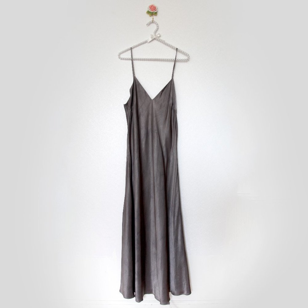 Zara "Tie Dye" Satin Maxi Dress, Gray / Silver, M